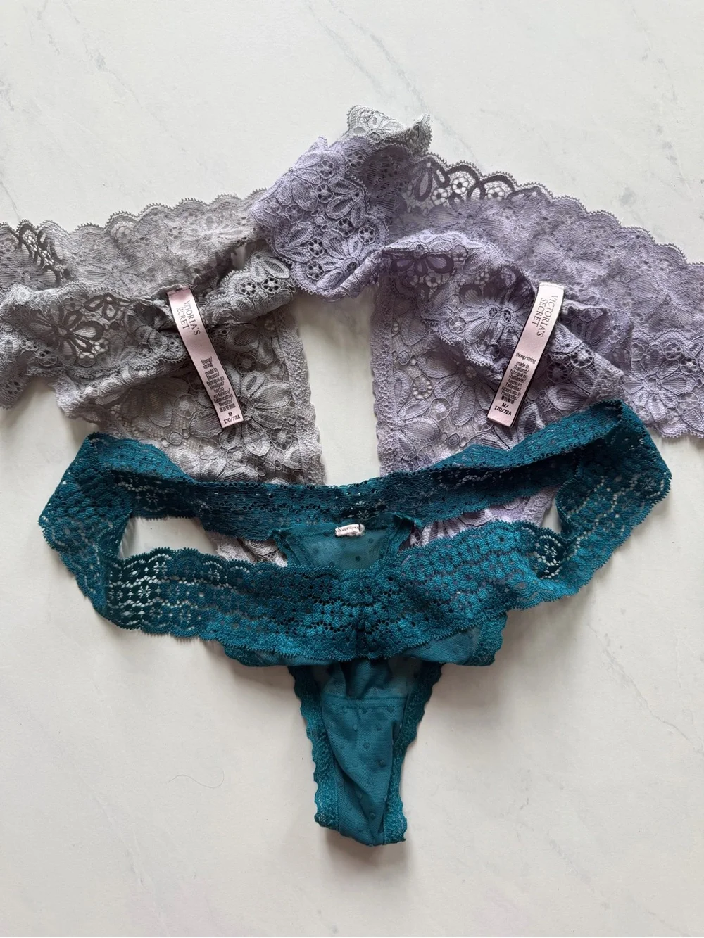 Victoria’s Secret - Lace-Trim Thong Bottoms - Set of 3 - Picture 2 of 4